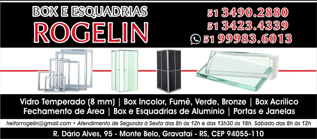 BOX E ESQUADRIAS ROGELIN EM GRAVATAÍ RS