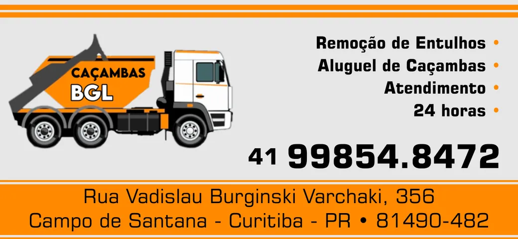 CAÇAMBAS ALUGUEL BGL REMOÇÃO DE ENTULHOS EM CURITIBA PR