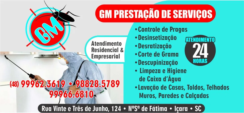 GM CONTROLE DE PRAGA E PRESTAÇÃO DE SERVIÇOS EM IÇARA SC