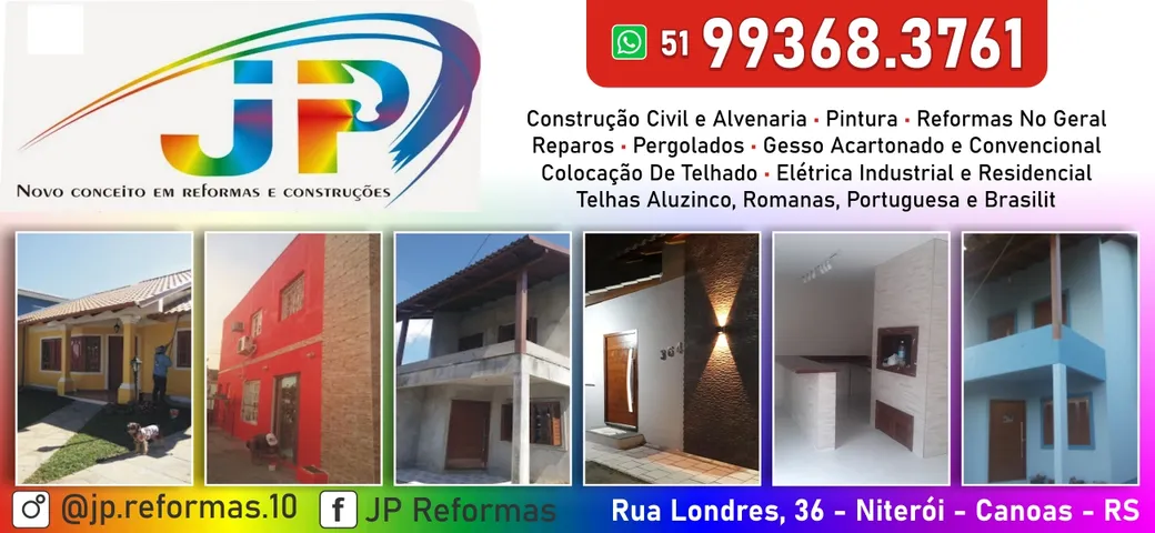 JP NOVO CONCEITO DE REFORMA E CONSTRUÇÃO EM CANOAS RS